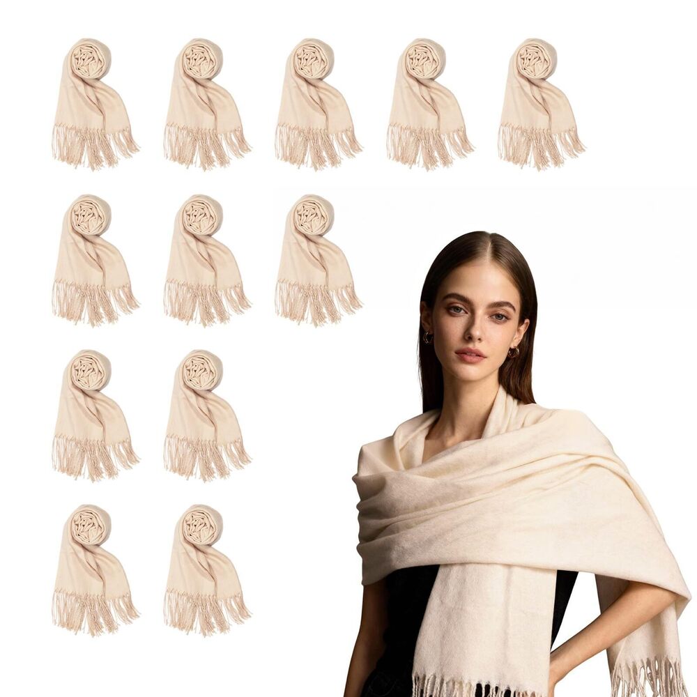 4839 12pcs Wedding Scarf Shawl with Fringes Bridesmaid Shawls and Wraps